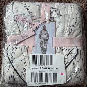 Victoria's Secret White and Black Script Pajama Set